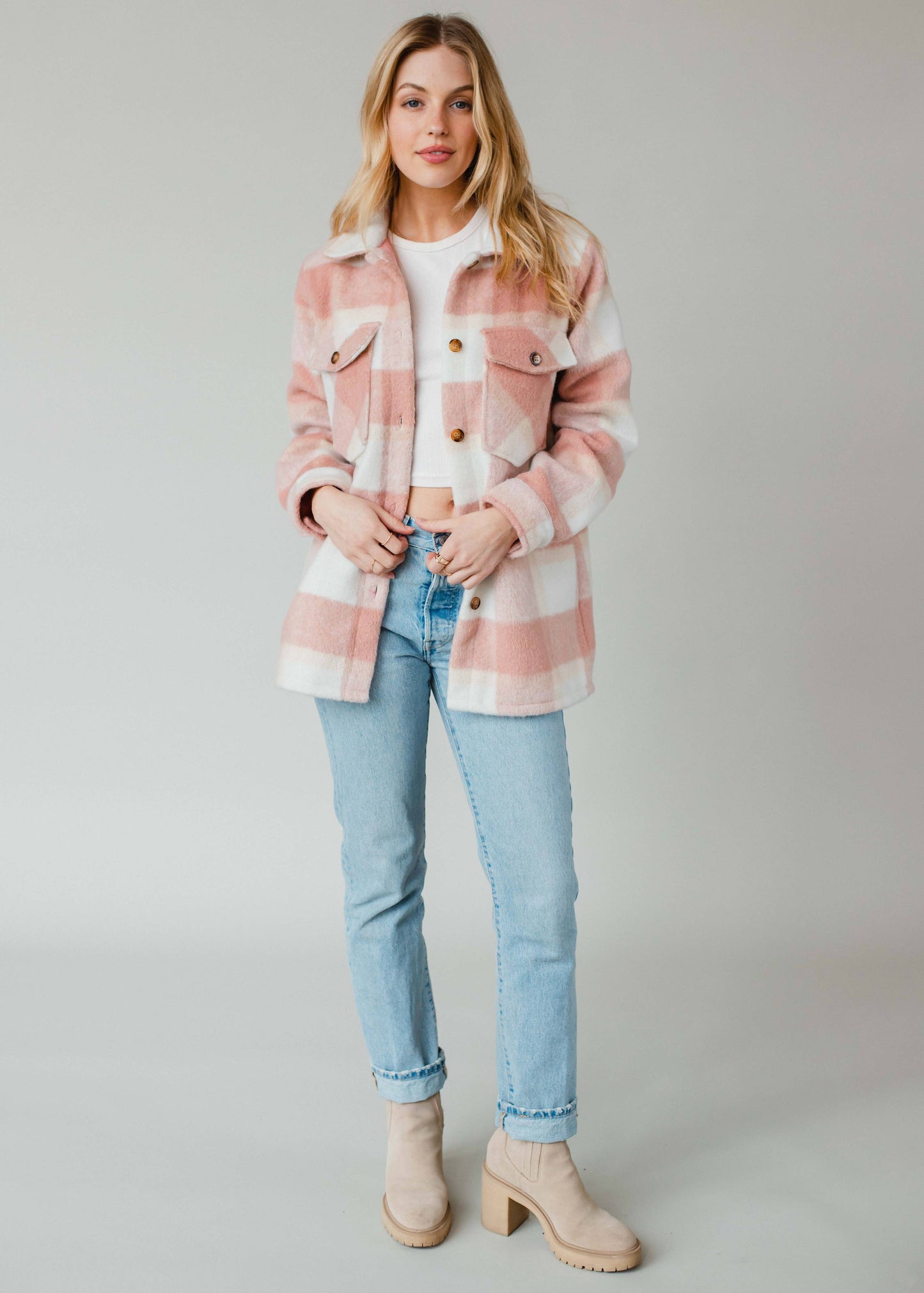 Cream Plaid Jacket