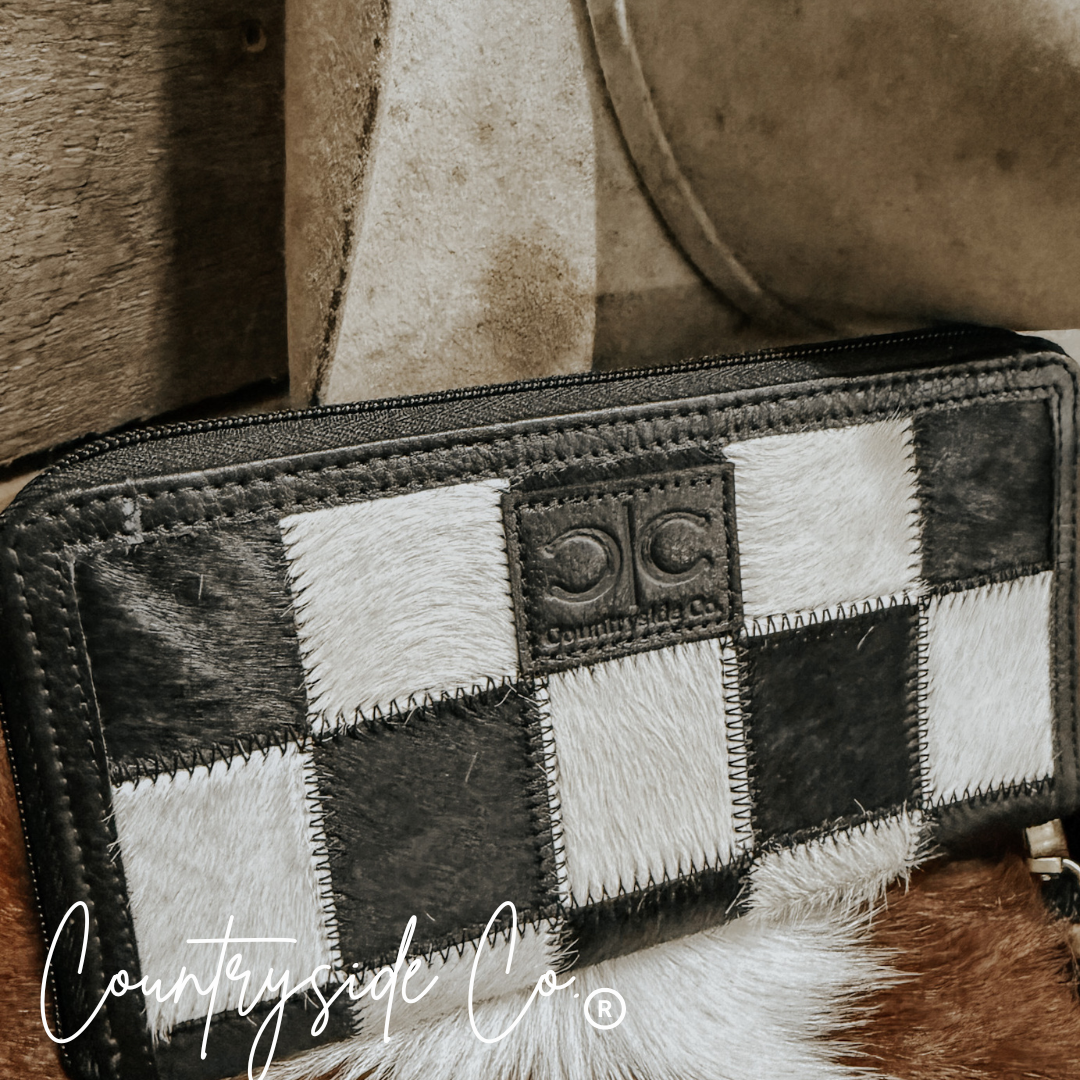 Checkered Cowhide Wallet