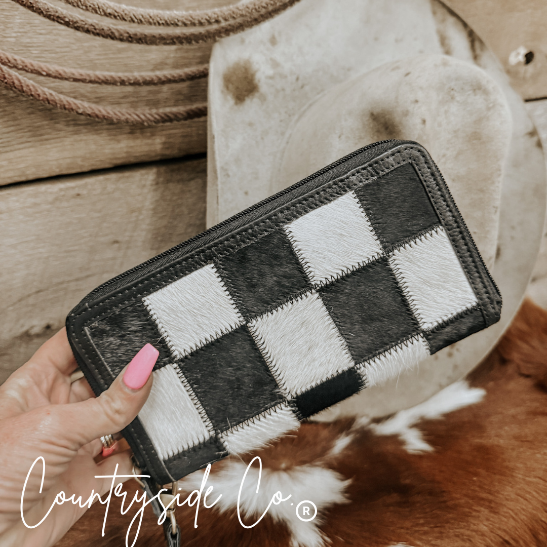 Checkered Cowhide Wallet