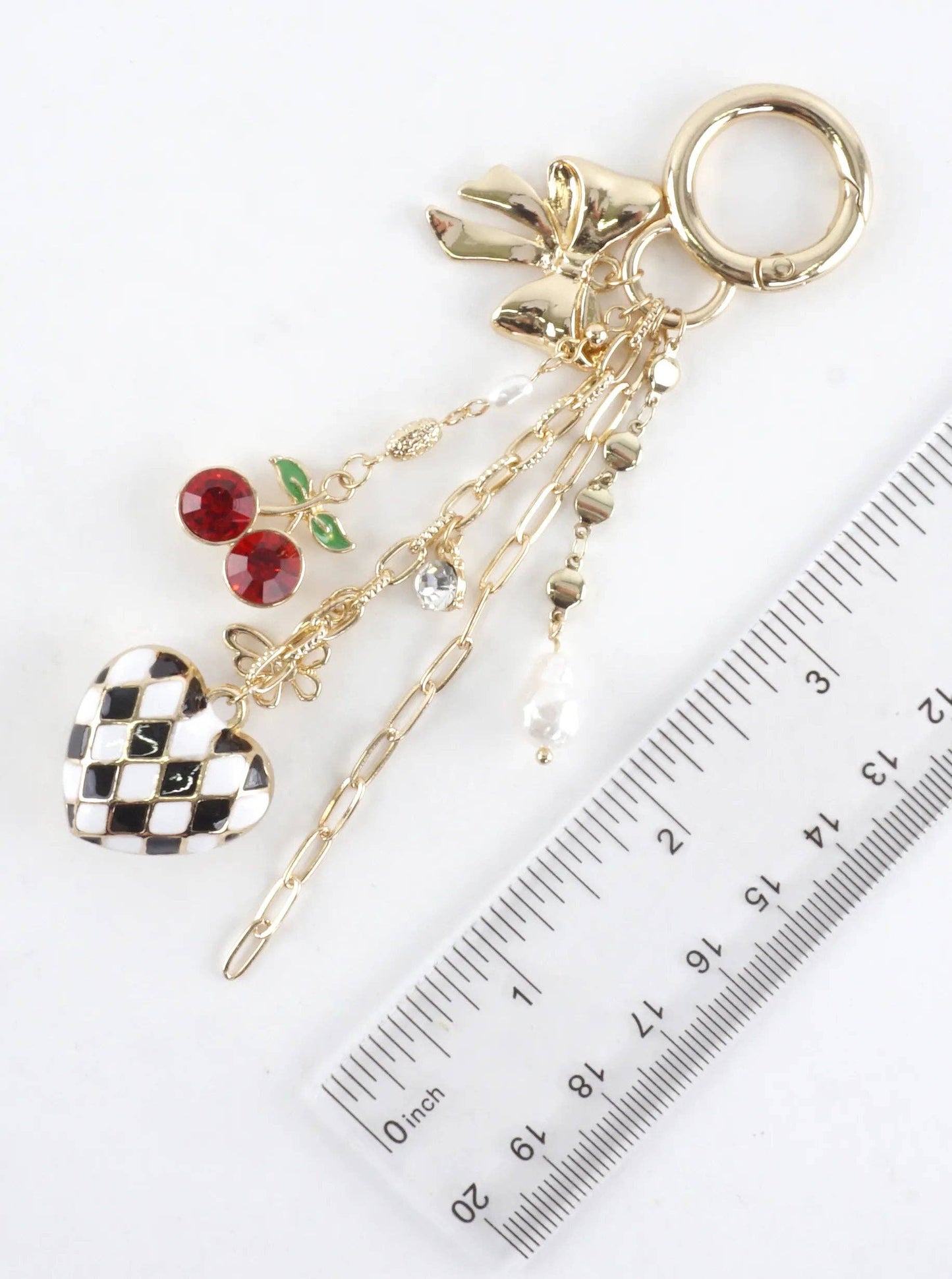 Bow Cherry Checkered Charm