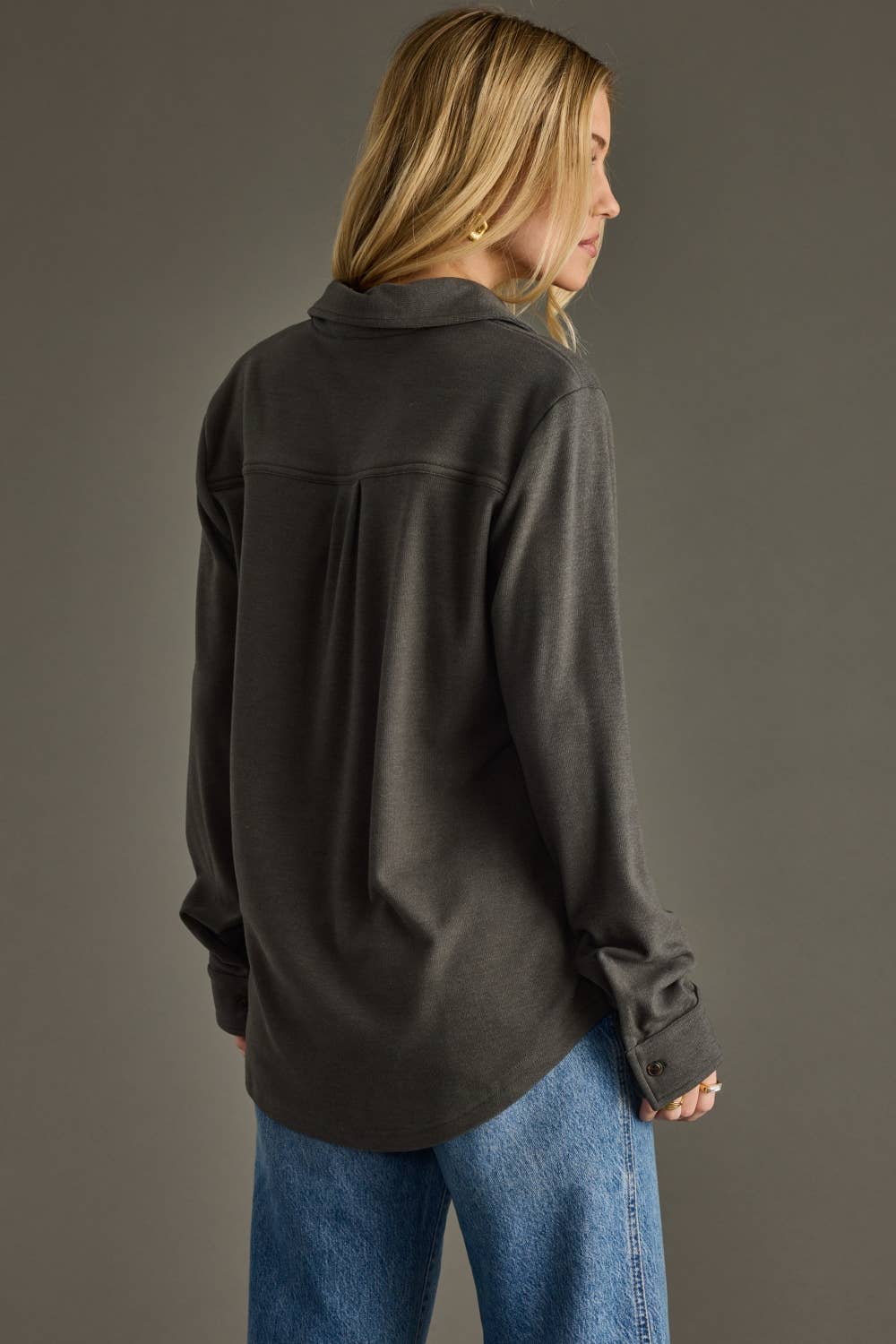 Dark Gray Soft Button Up