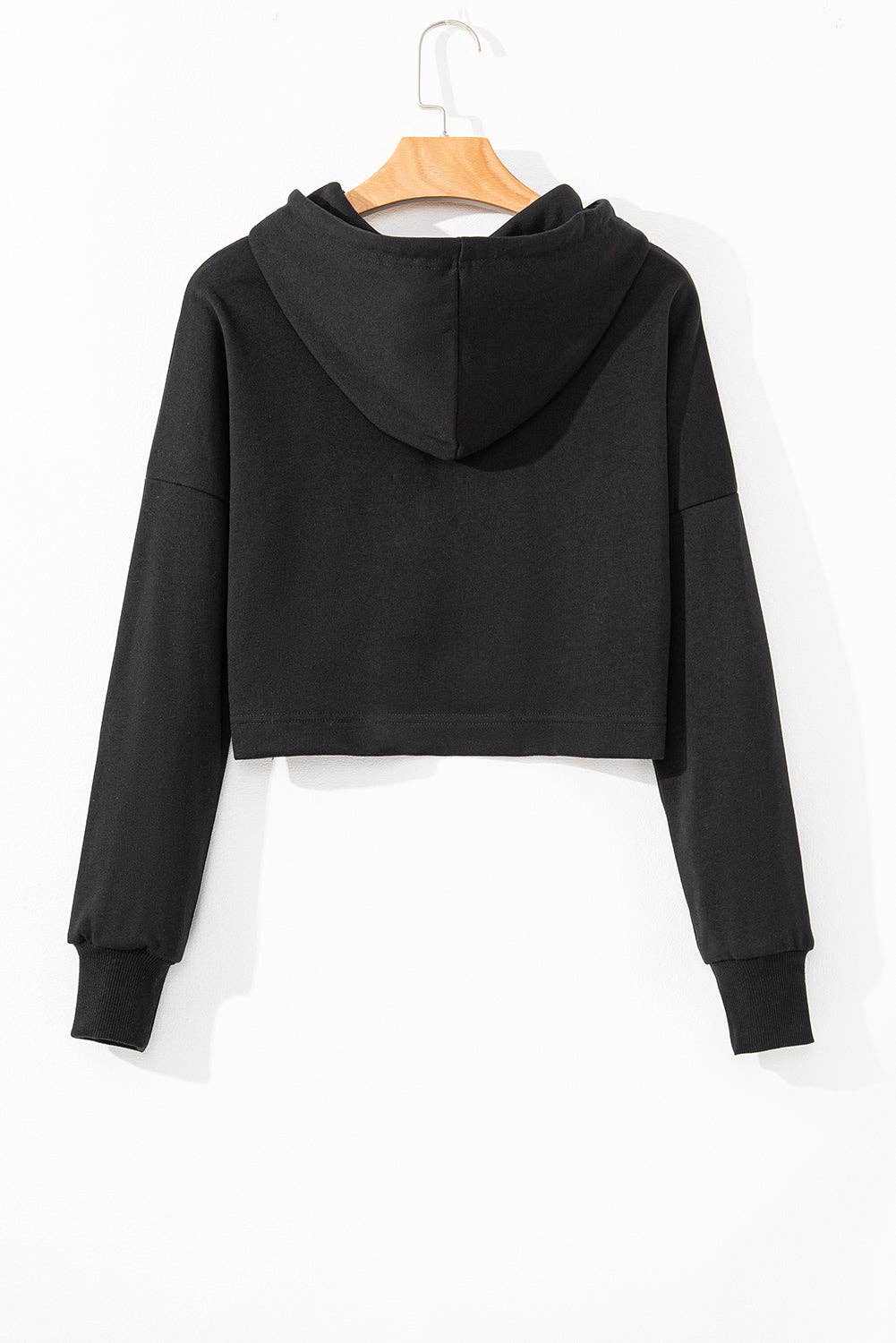 Drop Shoulder Cropped Hoodie