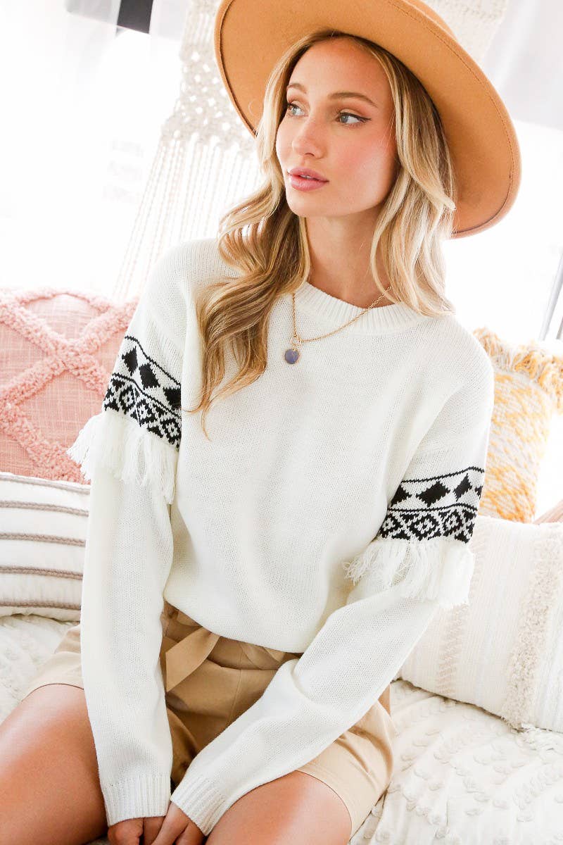 Aztec Pattern Knit Sweater
