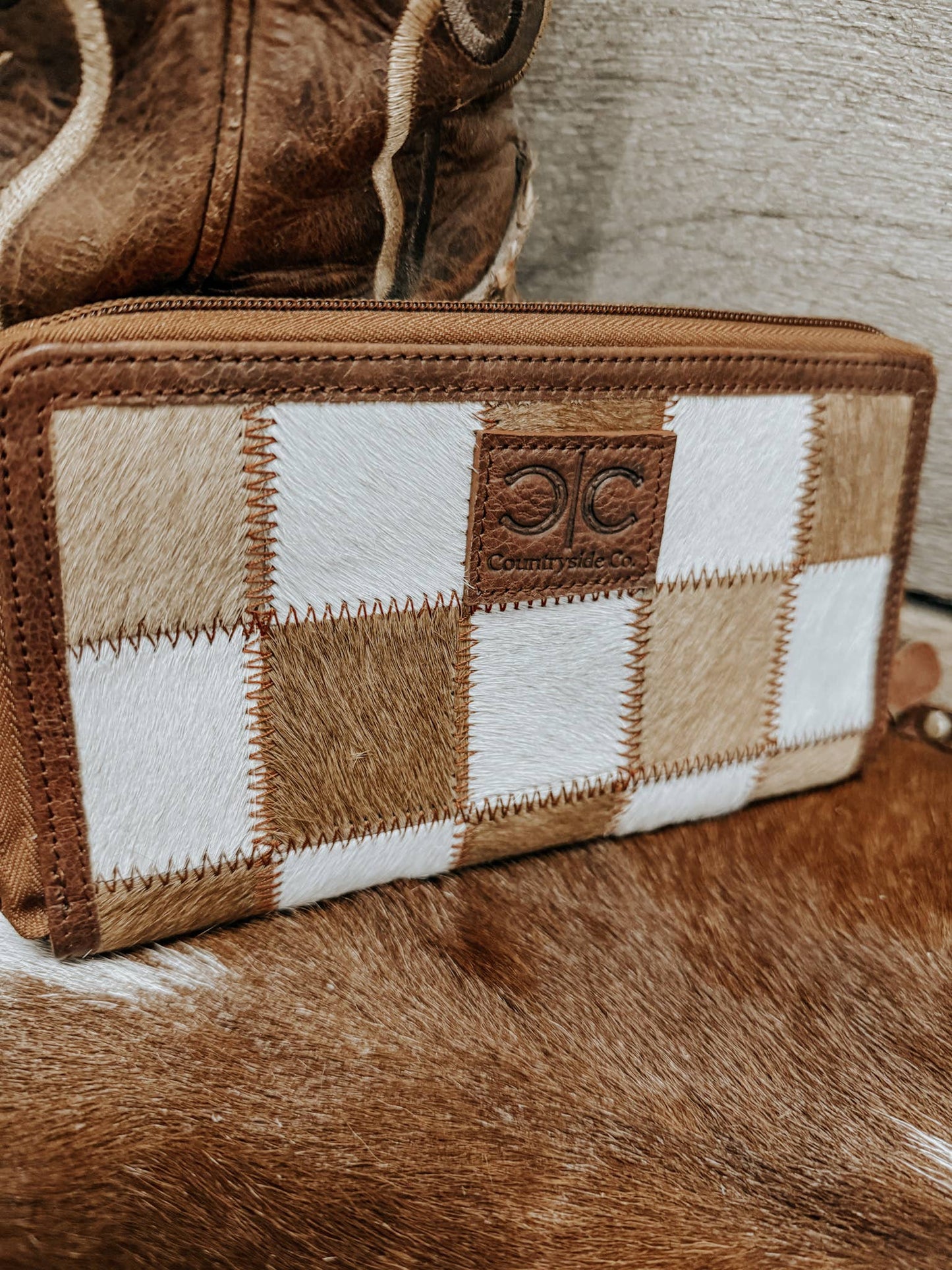 Checkered Cowhide Wallet
