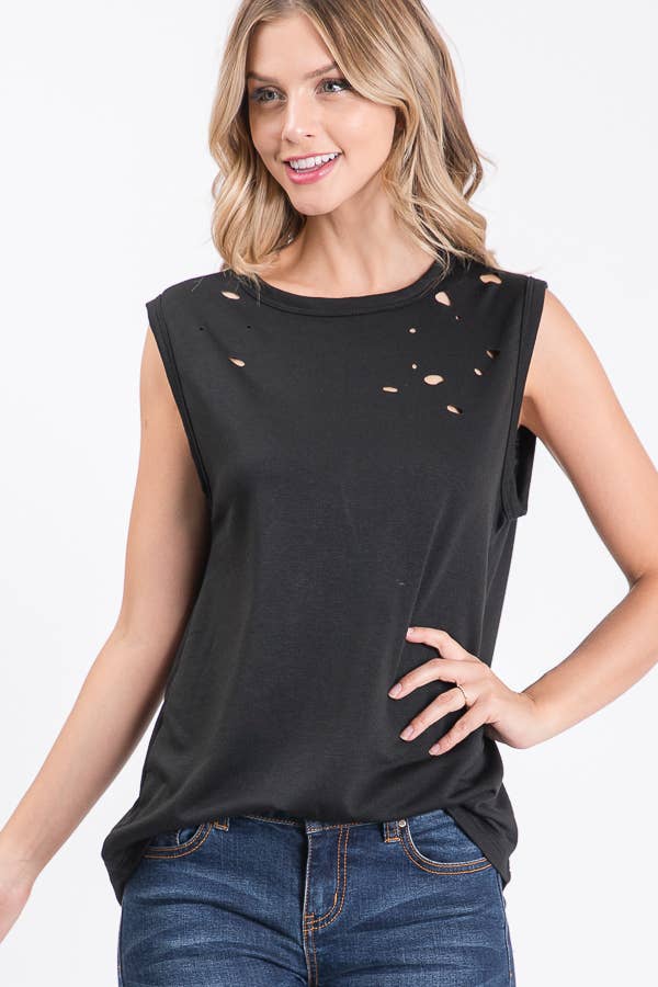 Distressed Cutoff Muscle Tank