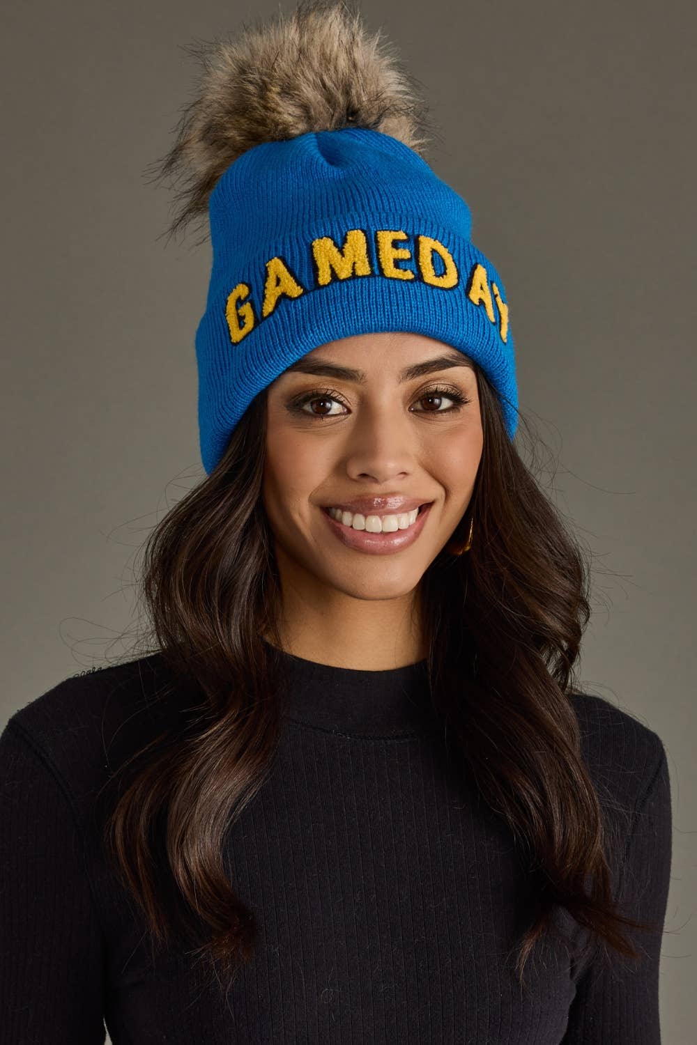 Blue & Gold Game Day Pom Hat