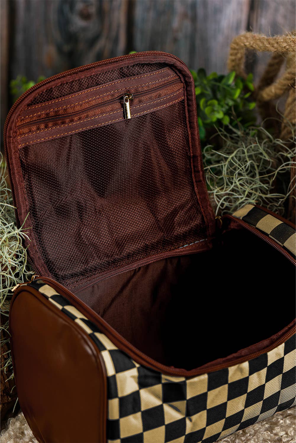 Checkered Cosmetic Bag