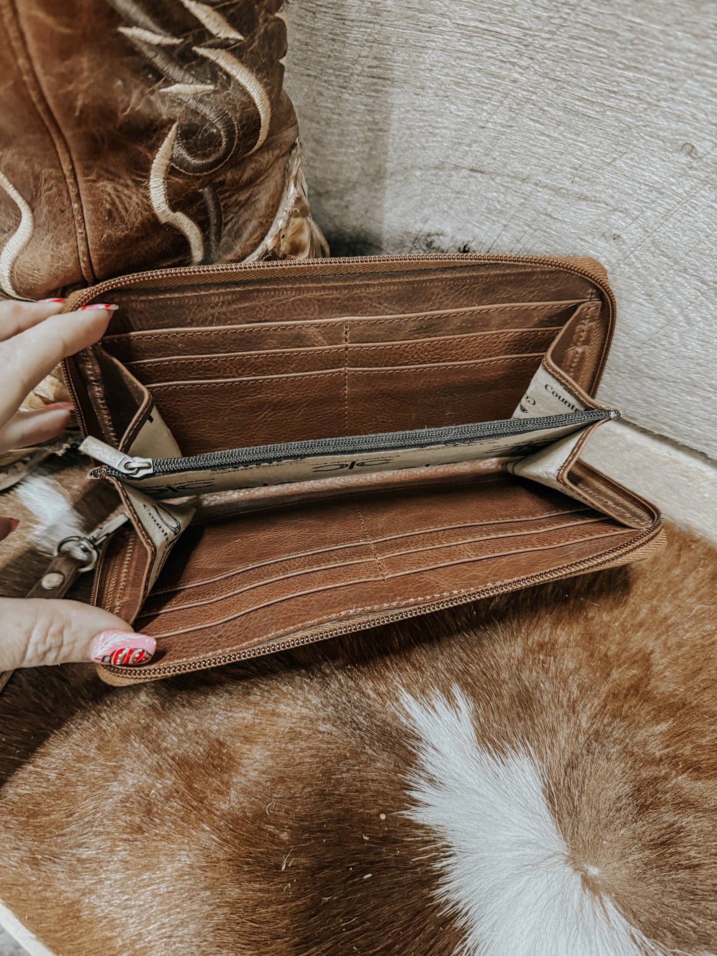 Checkered Cowhide Wallet
