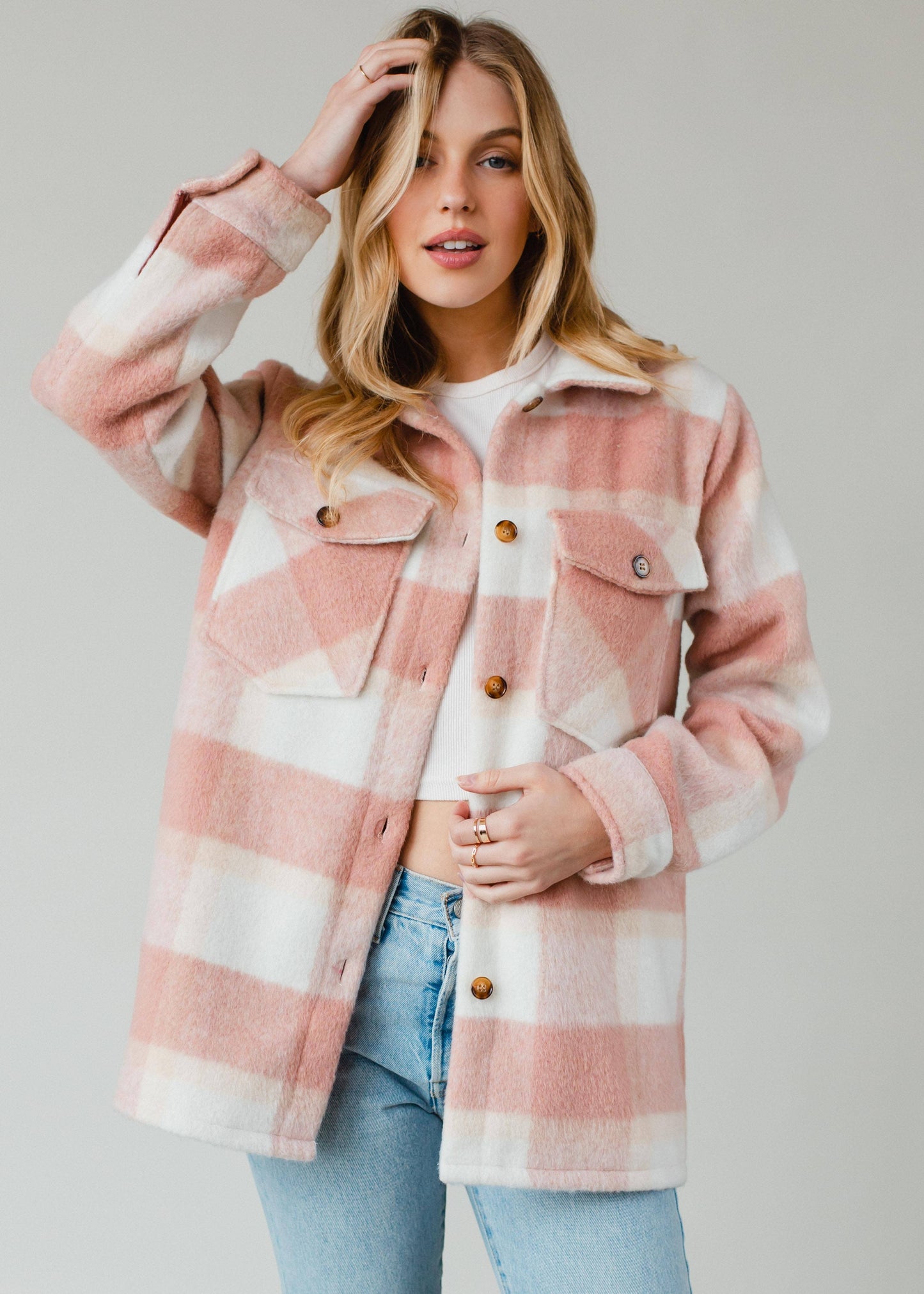 Cream Plaid Jacket