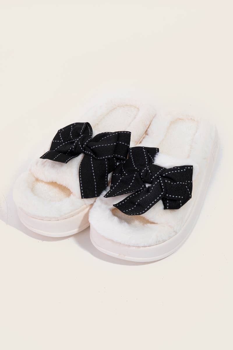 Open Toe Bow Slippers