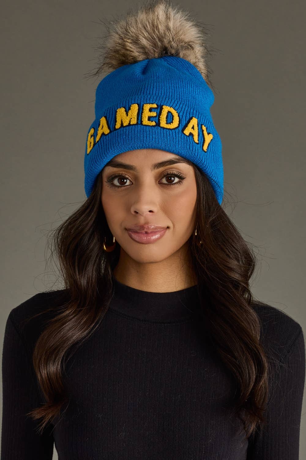 Blue & Gold Game Day Pom Hat