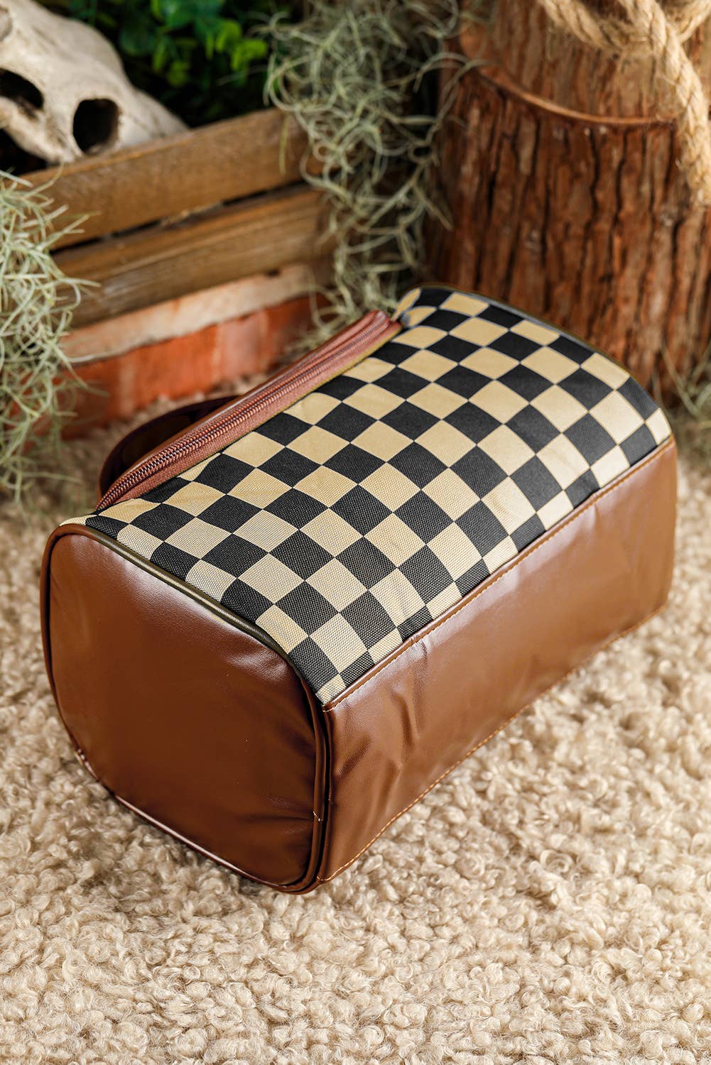 Checkered Cosmetic Bag