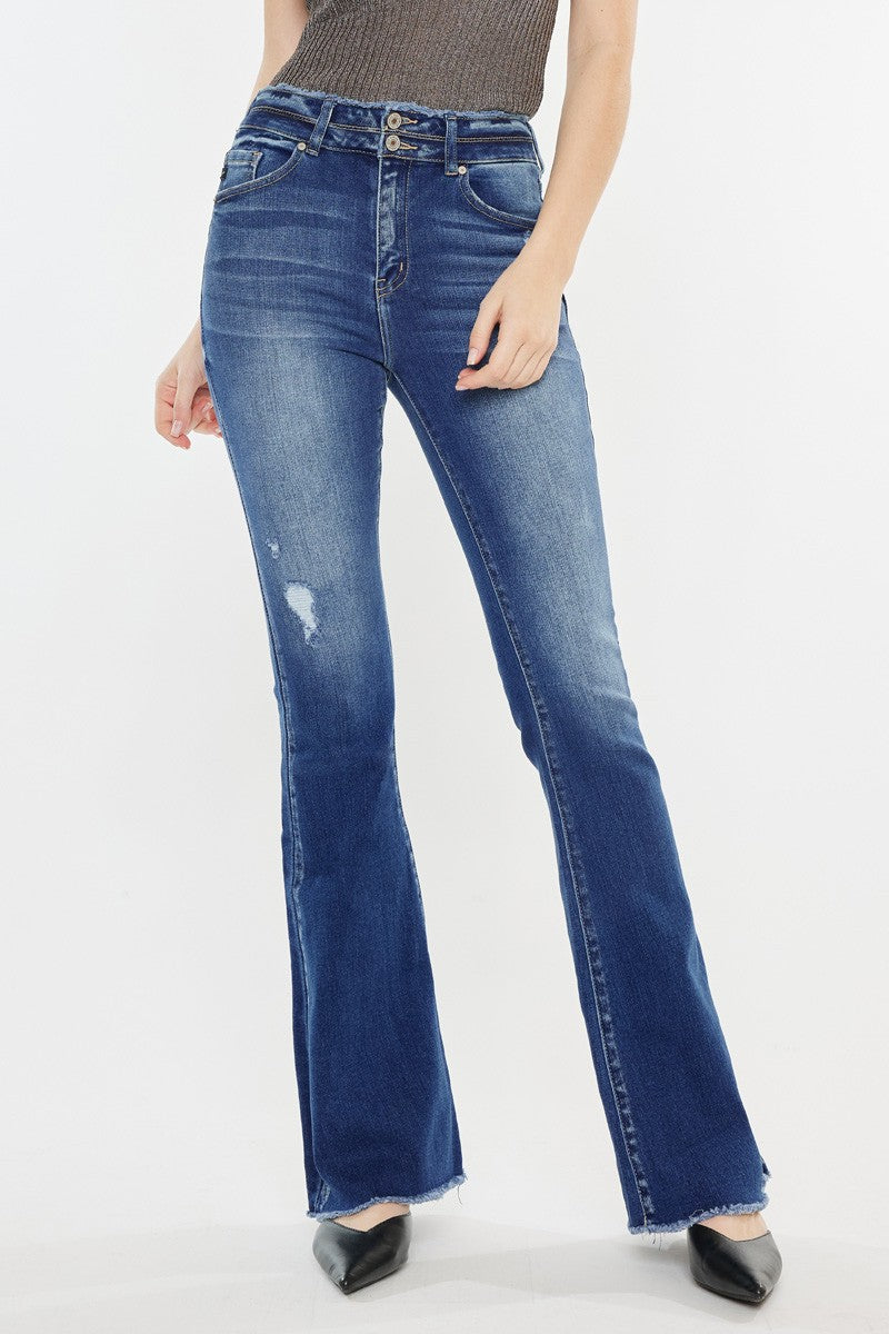KanCan DOUBLE WAIST BAND FLARE JEANS