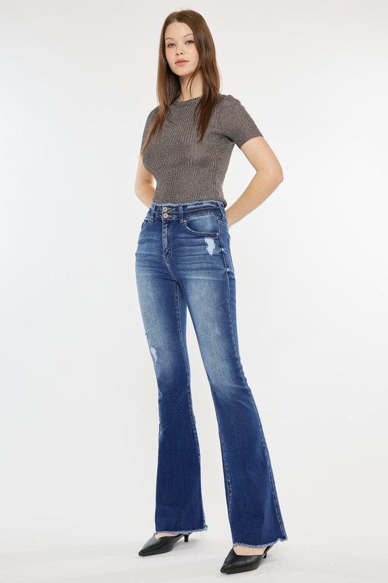 KanCan DOUBLE WAIST BAND FLARE JEANS