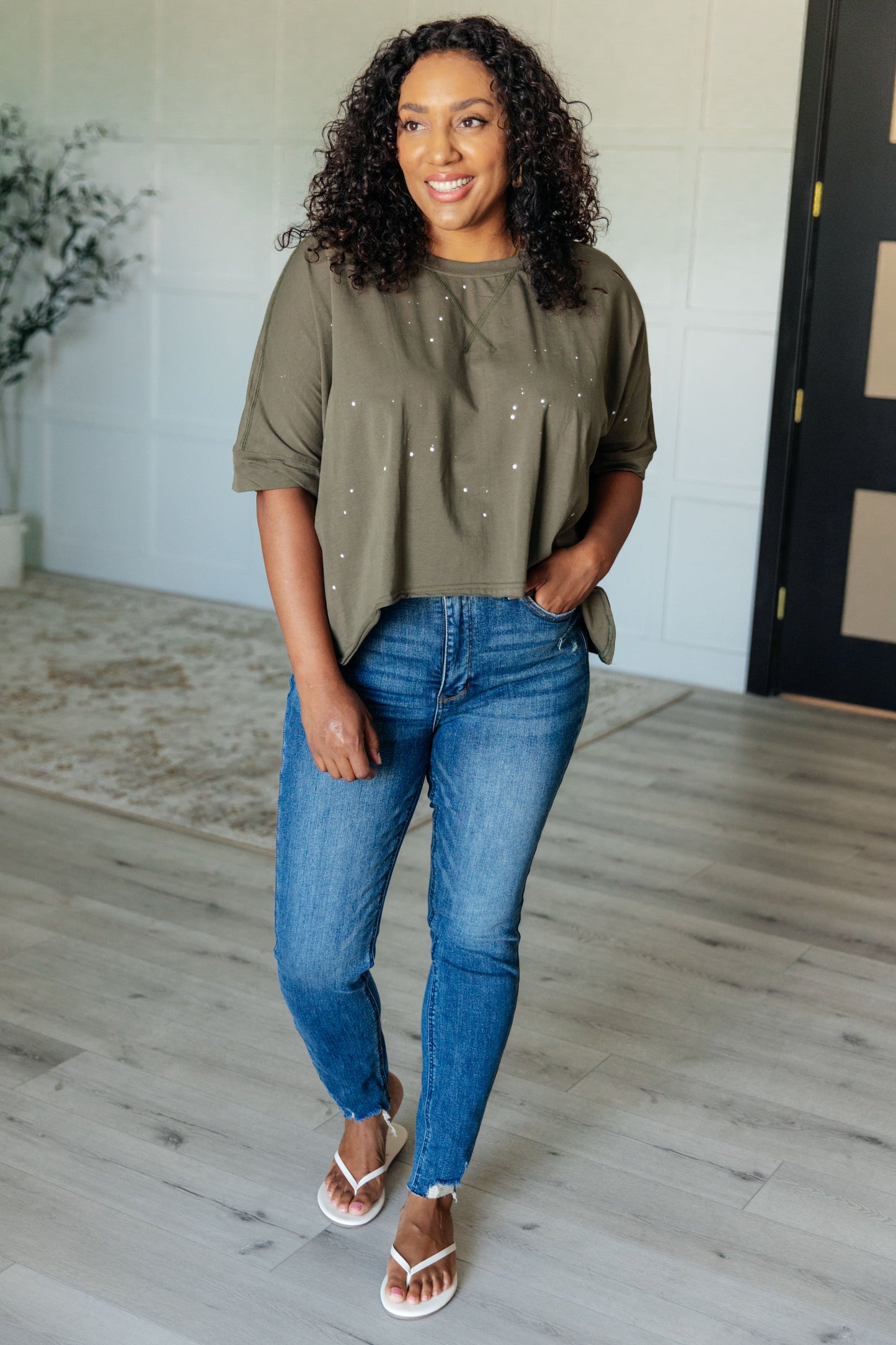 Less Than Stressed Distressed Top