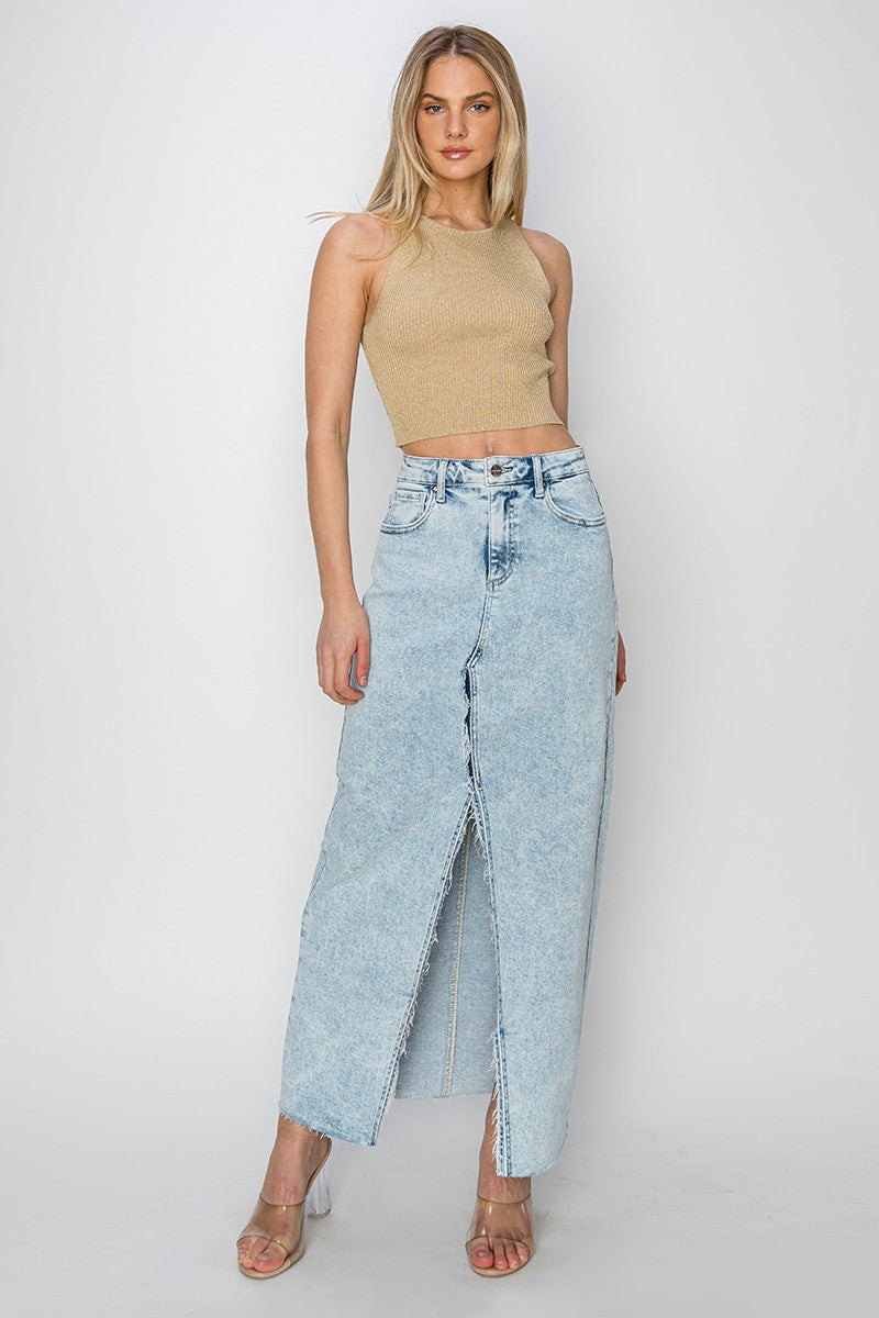 HIGH RISE CROSSOVER MAXI SKIRT