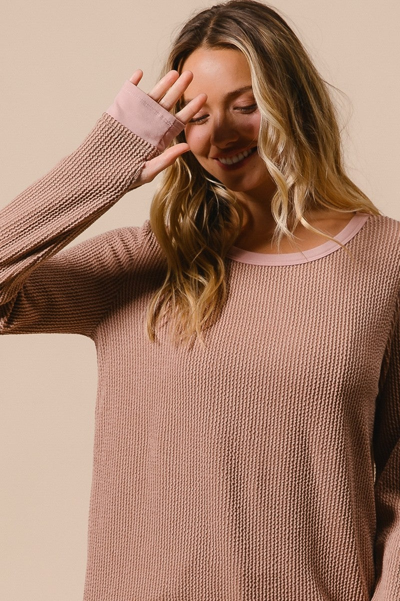 RIBBED LONG SLEEVE TOP