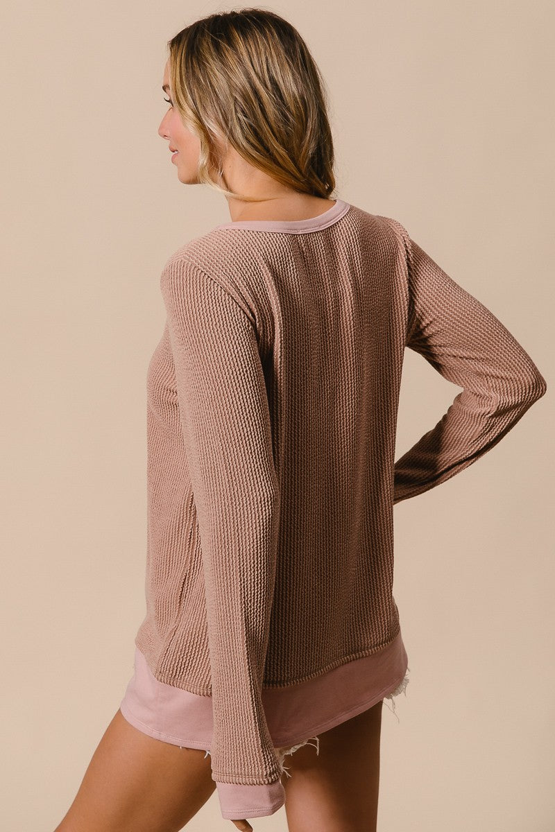 RIBBED LONG SLEEVE TOP