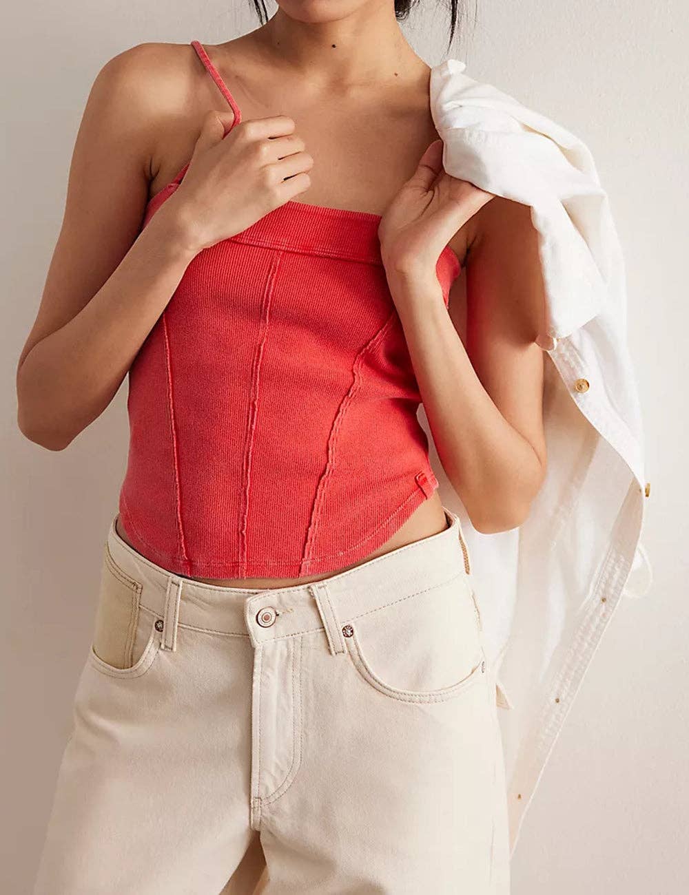 Red Ribbed Tank Top
