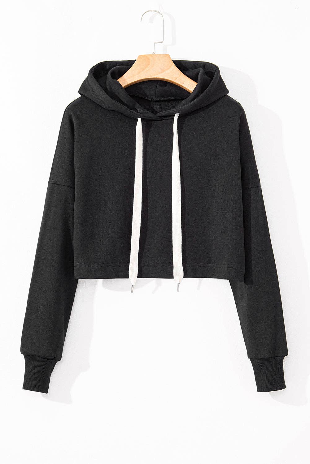 Drop Shoulder Cropped Hoodie
