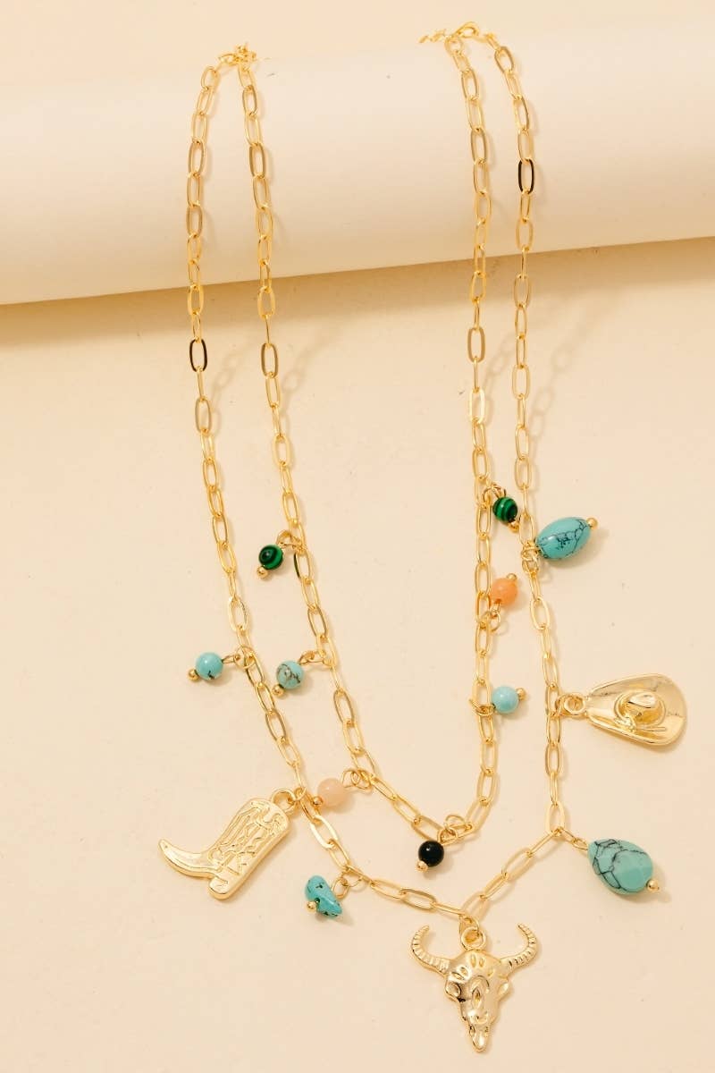Turquoise And Western Charm Necklace