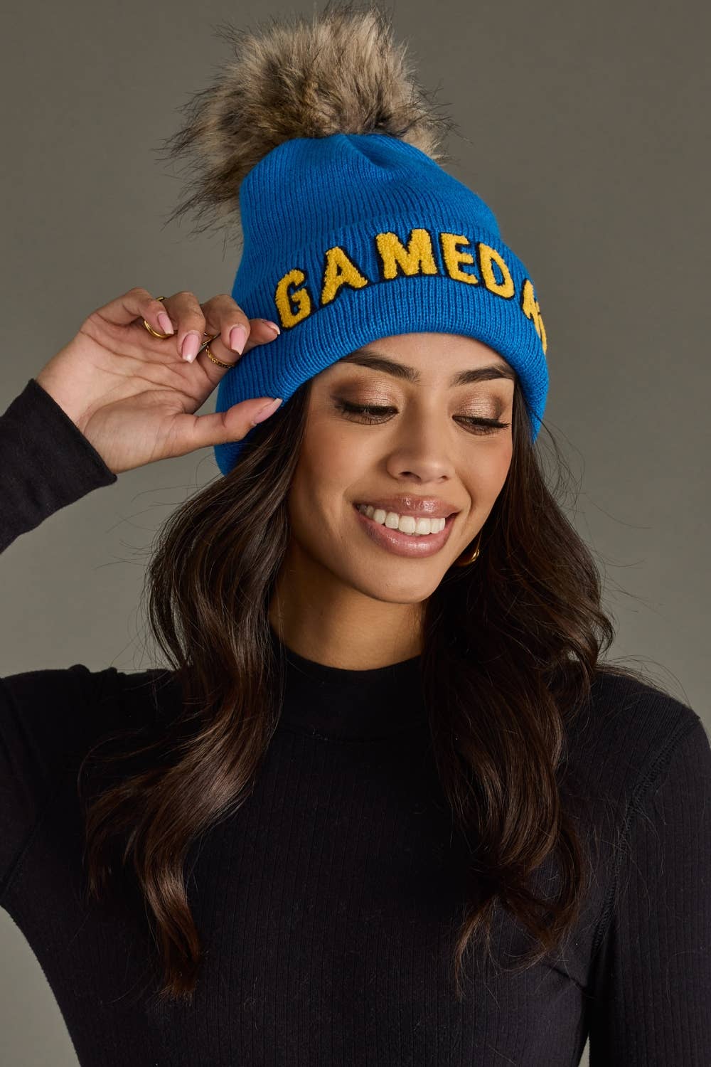 Blue & Gold Game Day Pom Hat