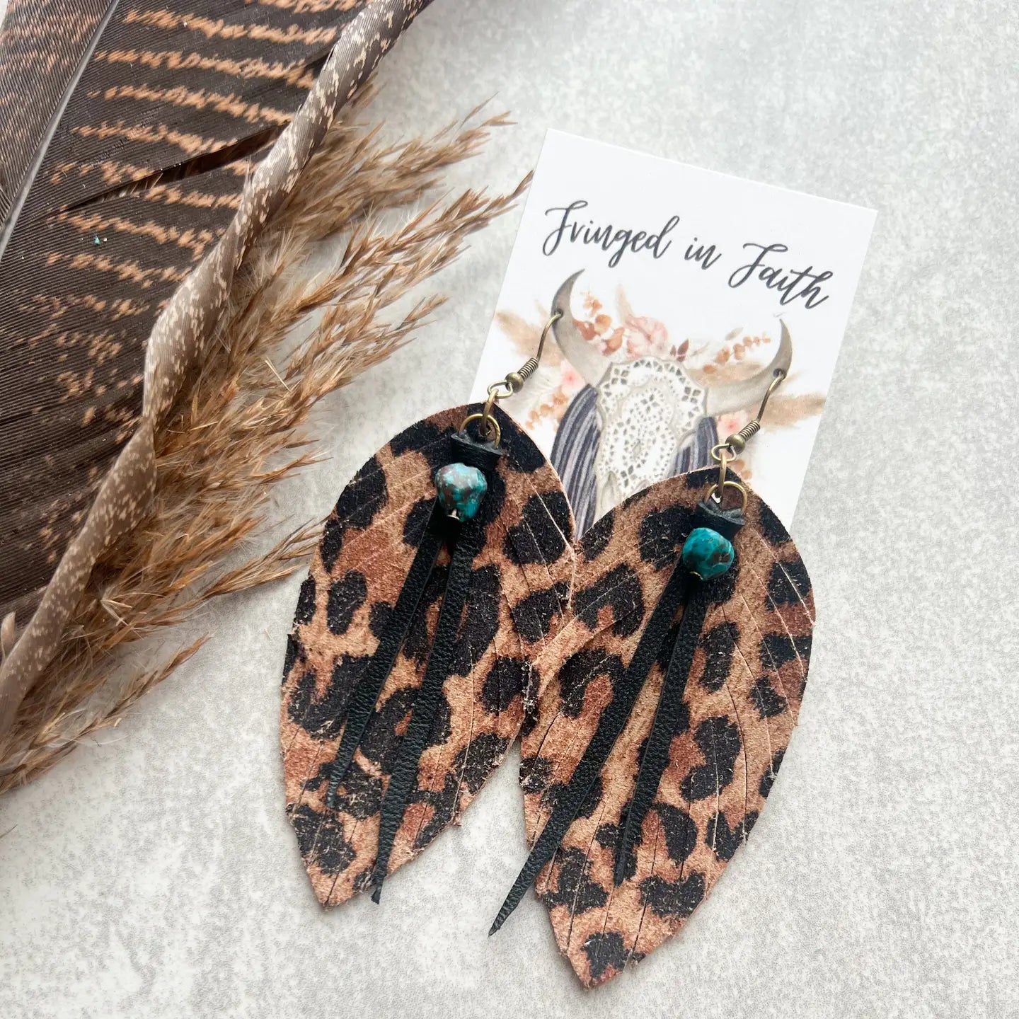 Leopard Fringe Earrings