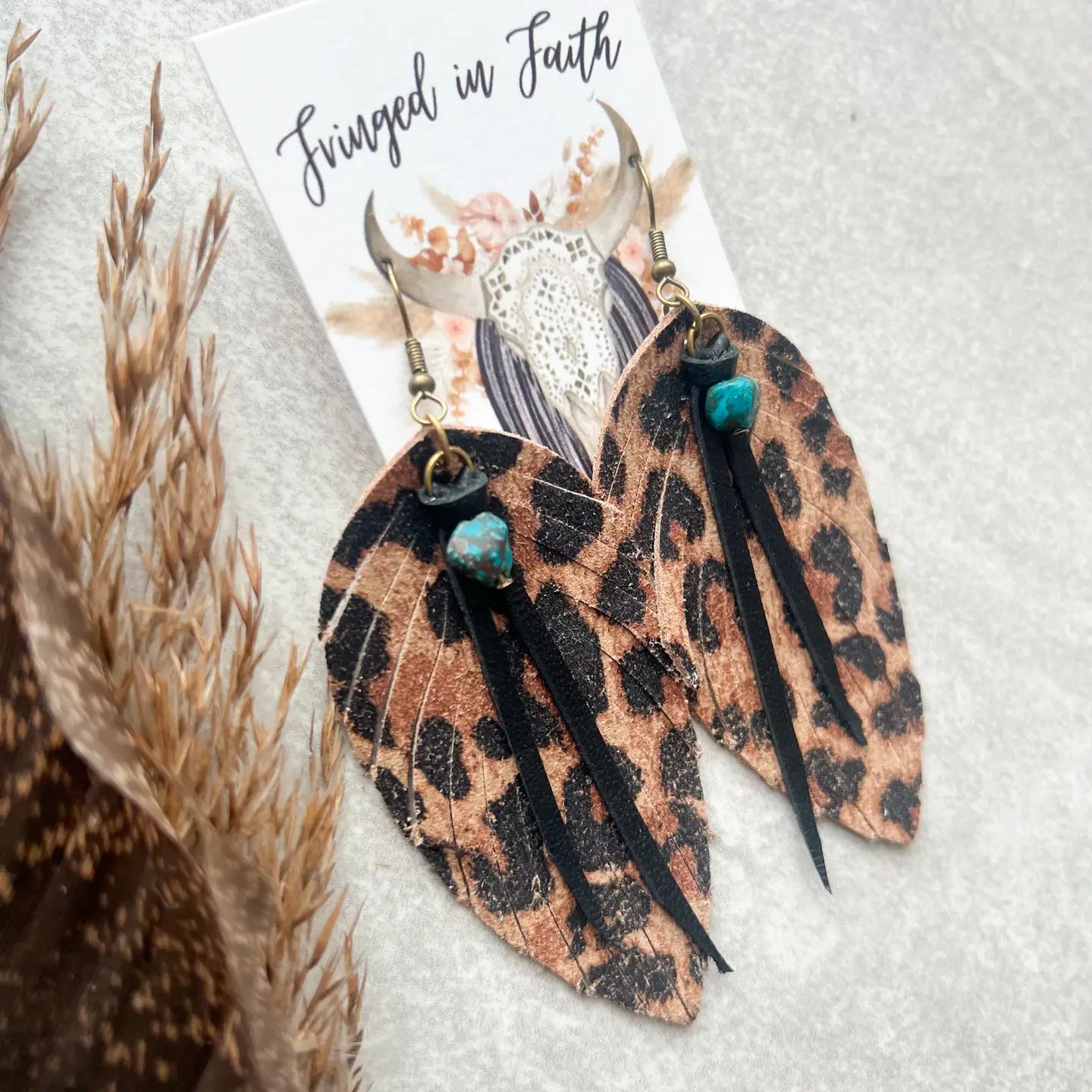 Leopard Fringe Earrings