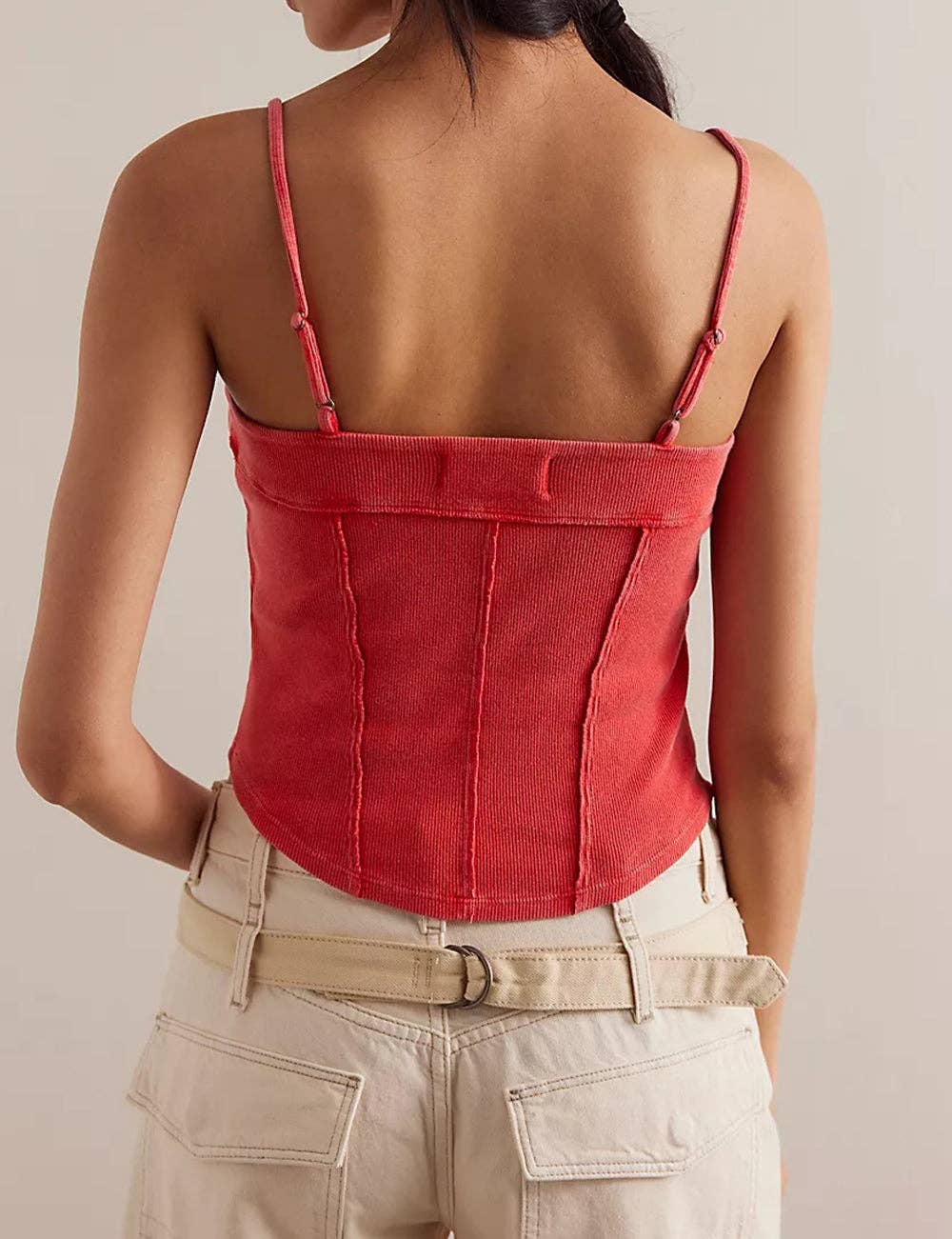 Red Ribbed Tank Top
