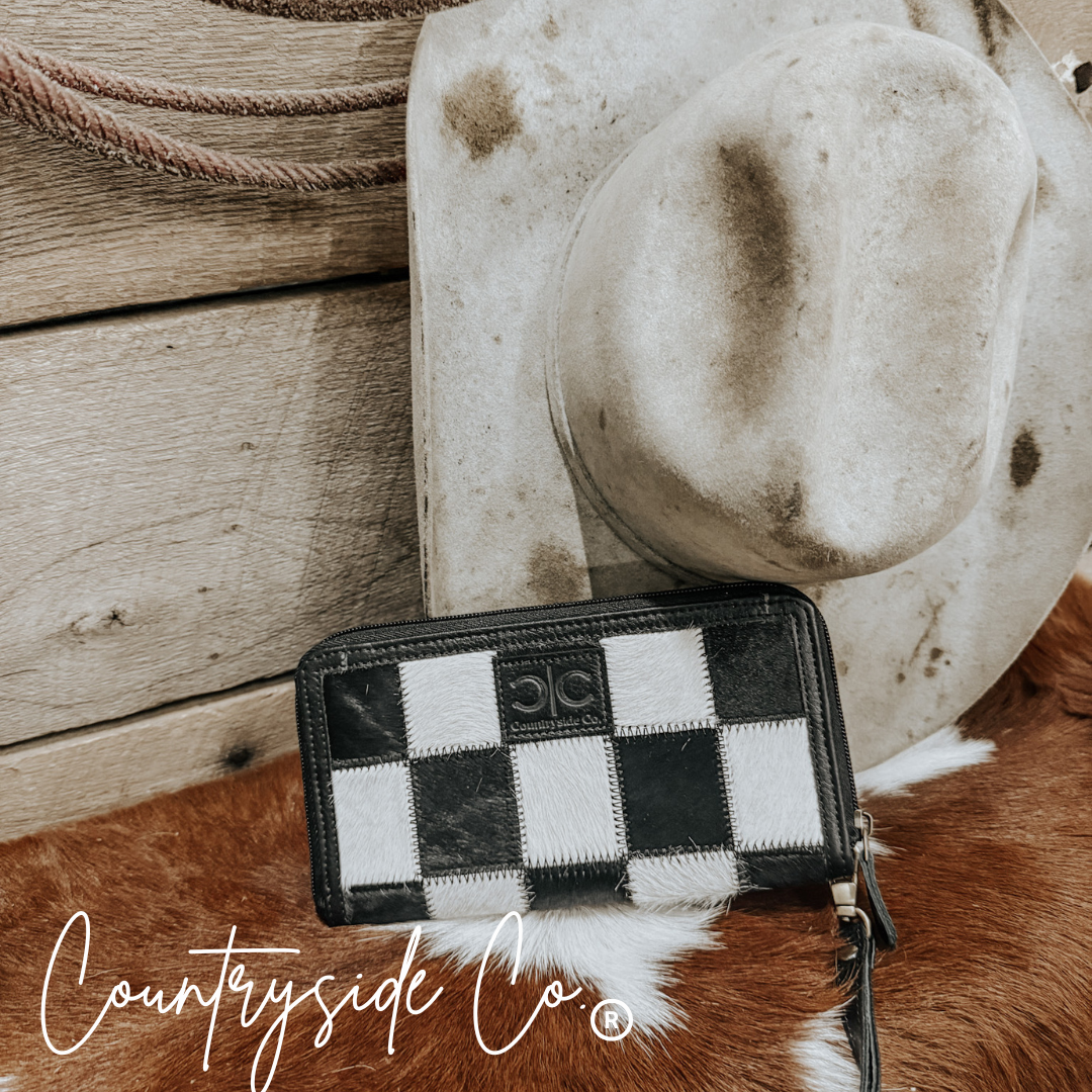 Checkered Cowhide Wallet