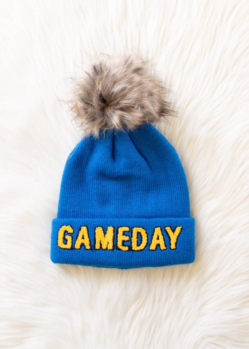 Blue & Gold Game Day Pom Hat