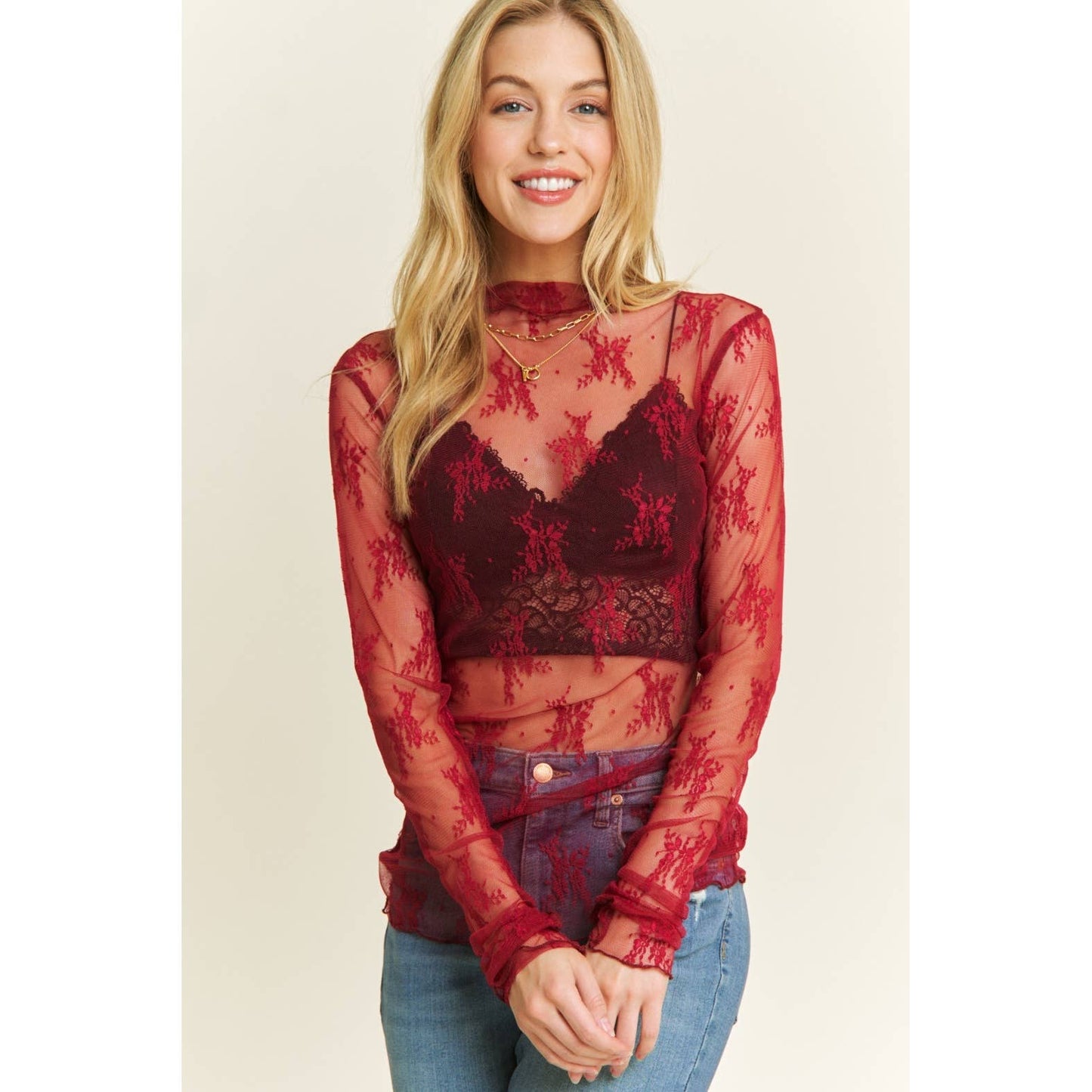 Mesh Lace Long Sleeve