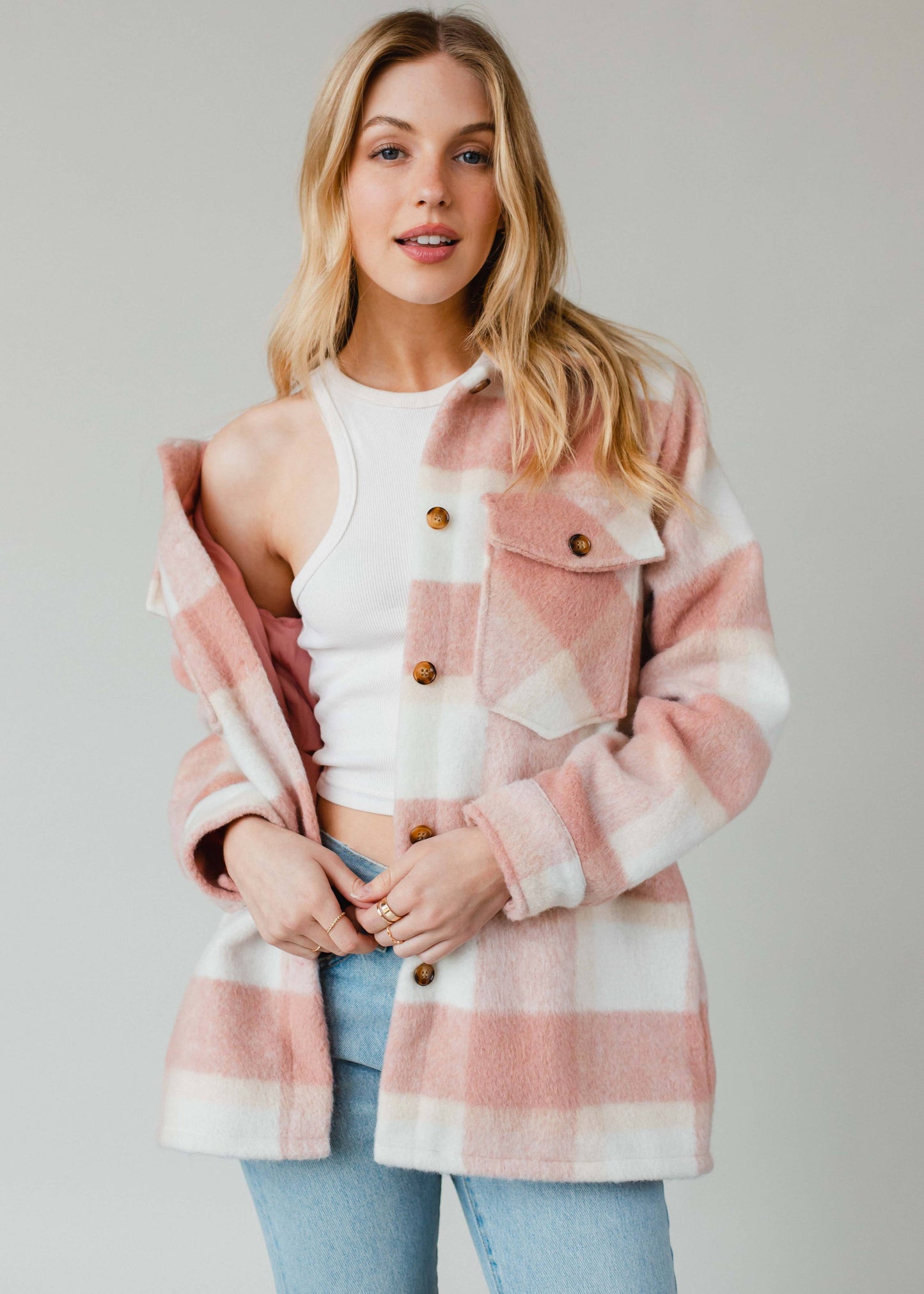 Cream Plaid Jacket