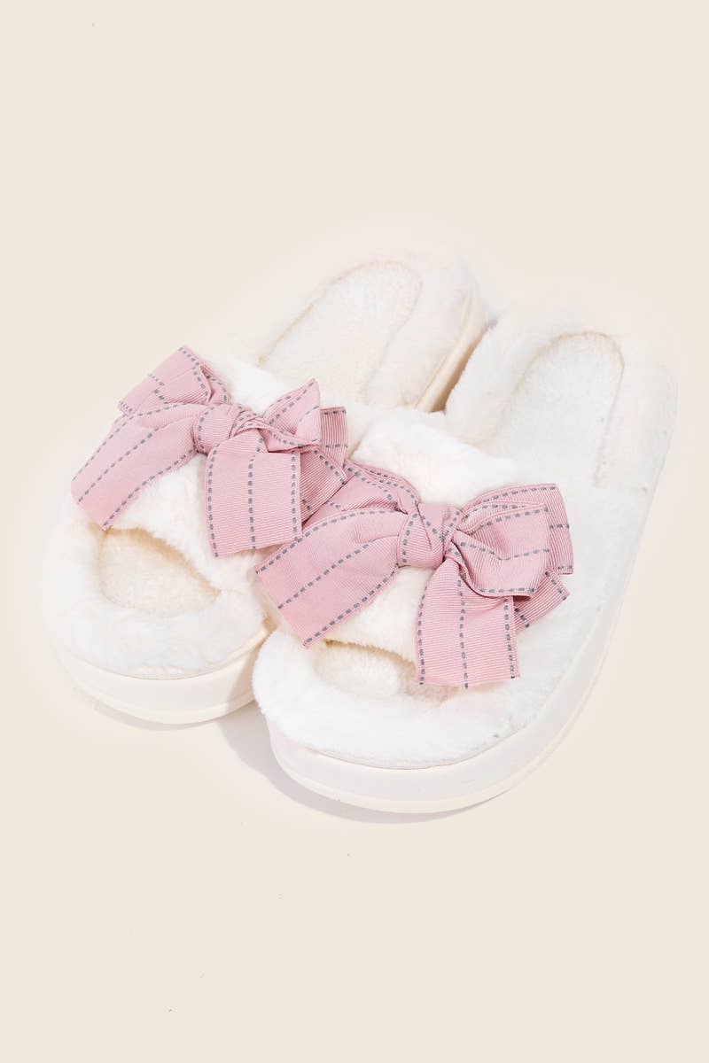 Open Toe Bow Slippers
