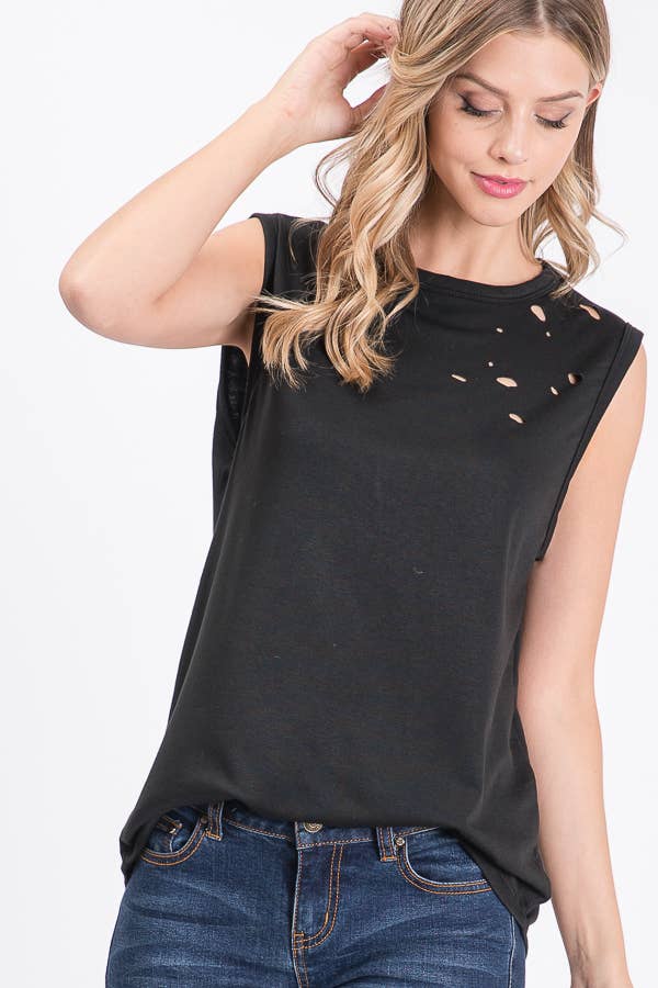 Distressed Cutoff Muscle Tank