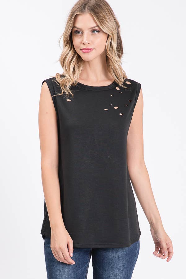 Distressed Cutoff Muscle Tank