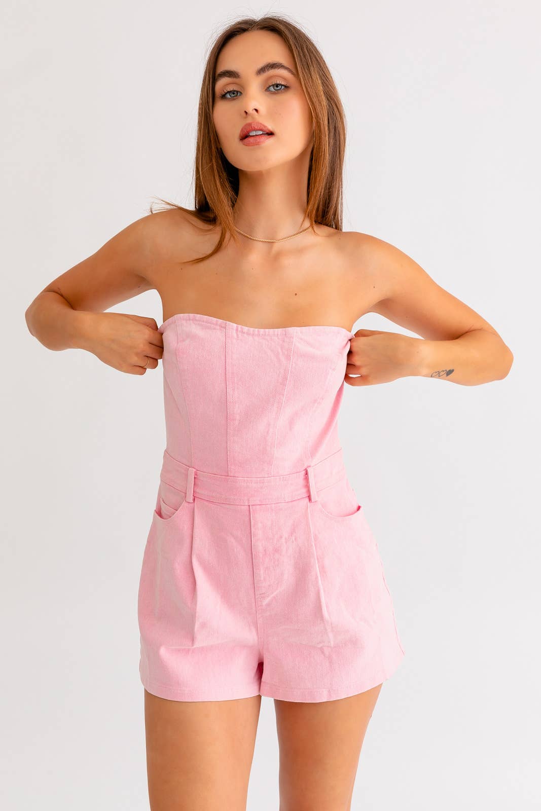 TUBE DENIM ROMPER