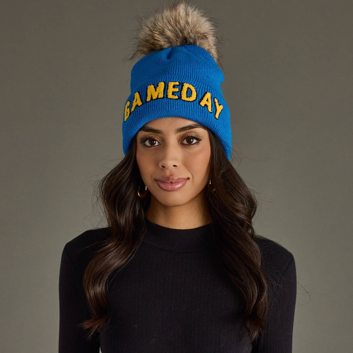 Blue & Gold Game Day Pom Hat