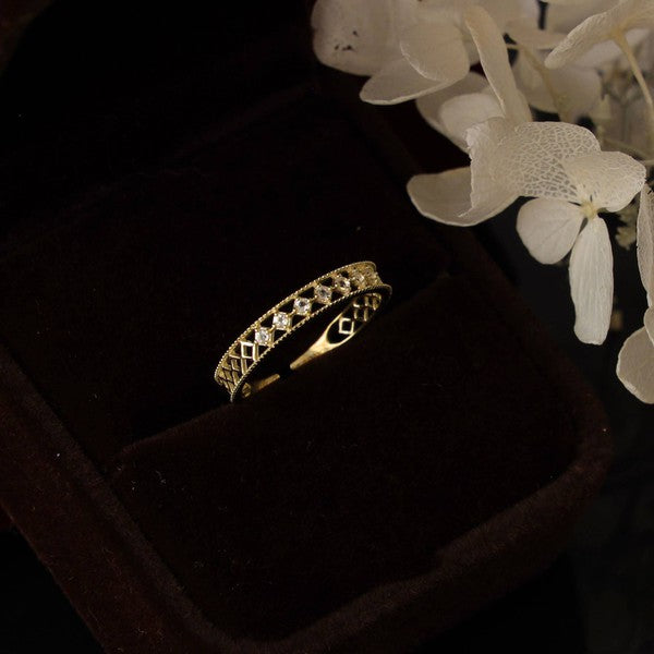 14K Gold Lace Zircon Stacked Ring