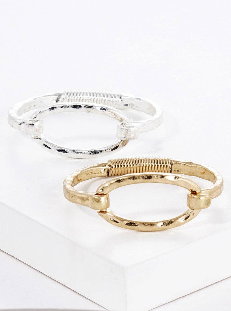 Hammered Metal Oval Bracelet