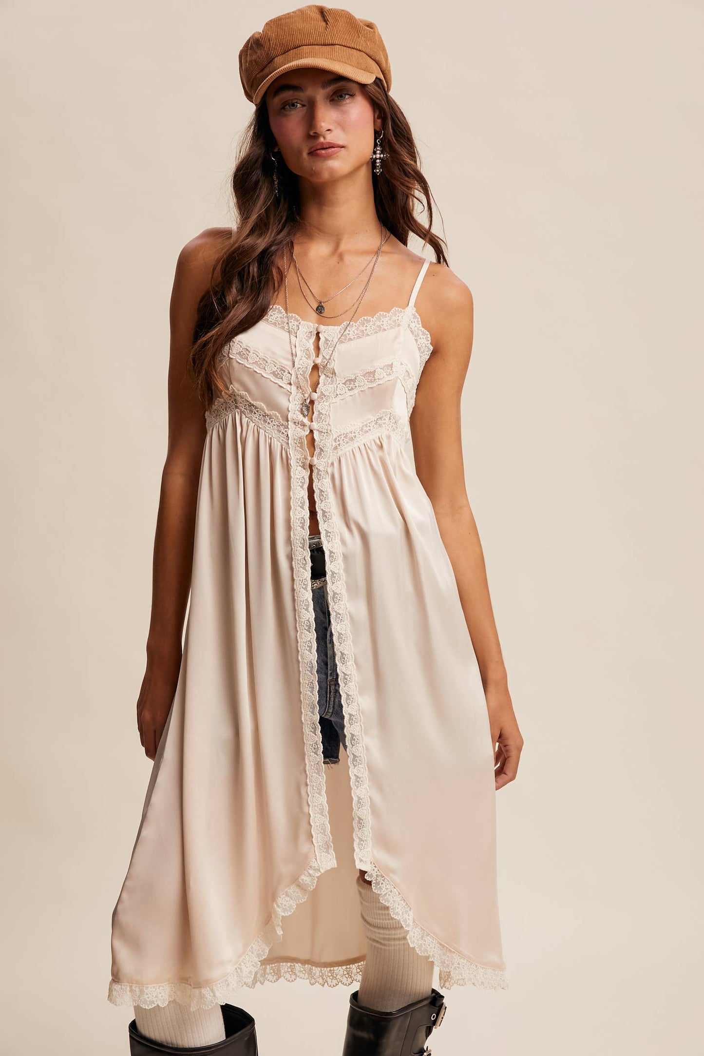Lace Trim Maxi Top