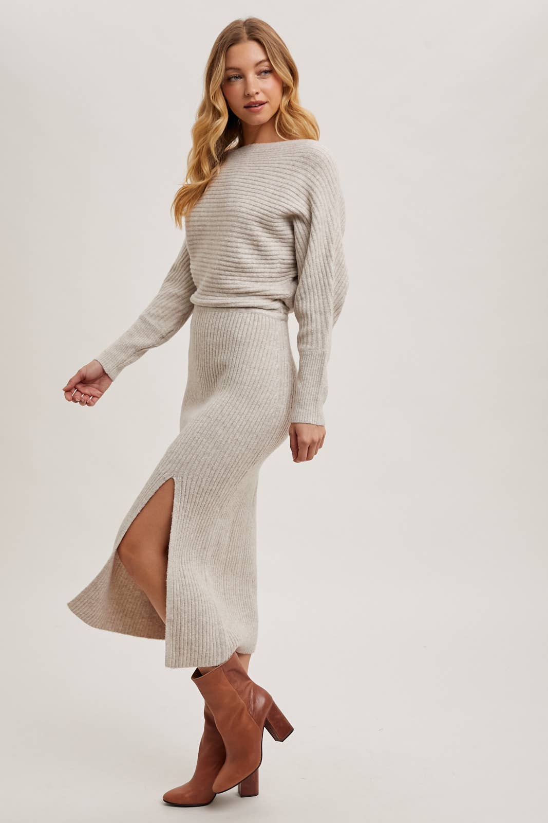 Side Slit Sweater Dress