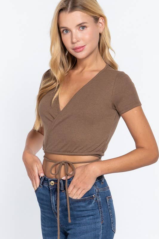 Waist String Wrap Top