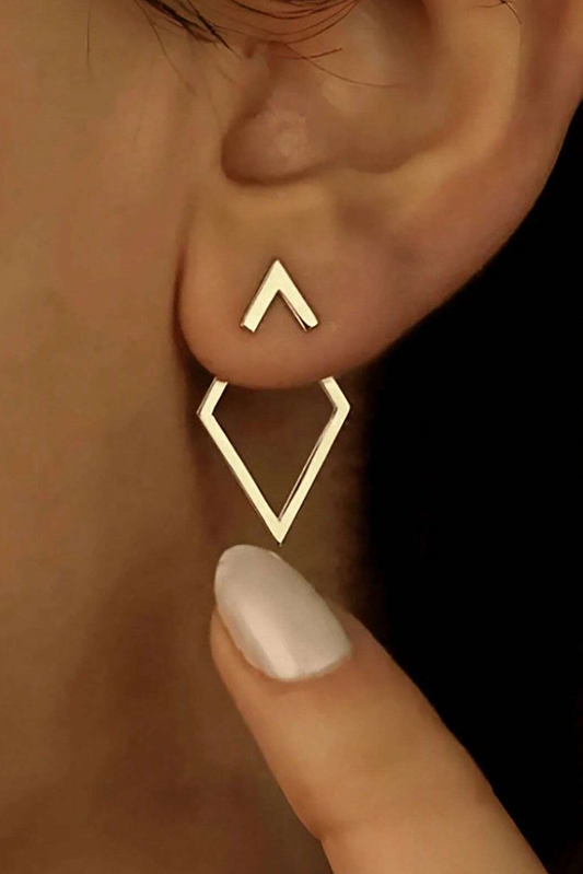 Rhombus Shape Plated Stud Earrings