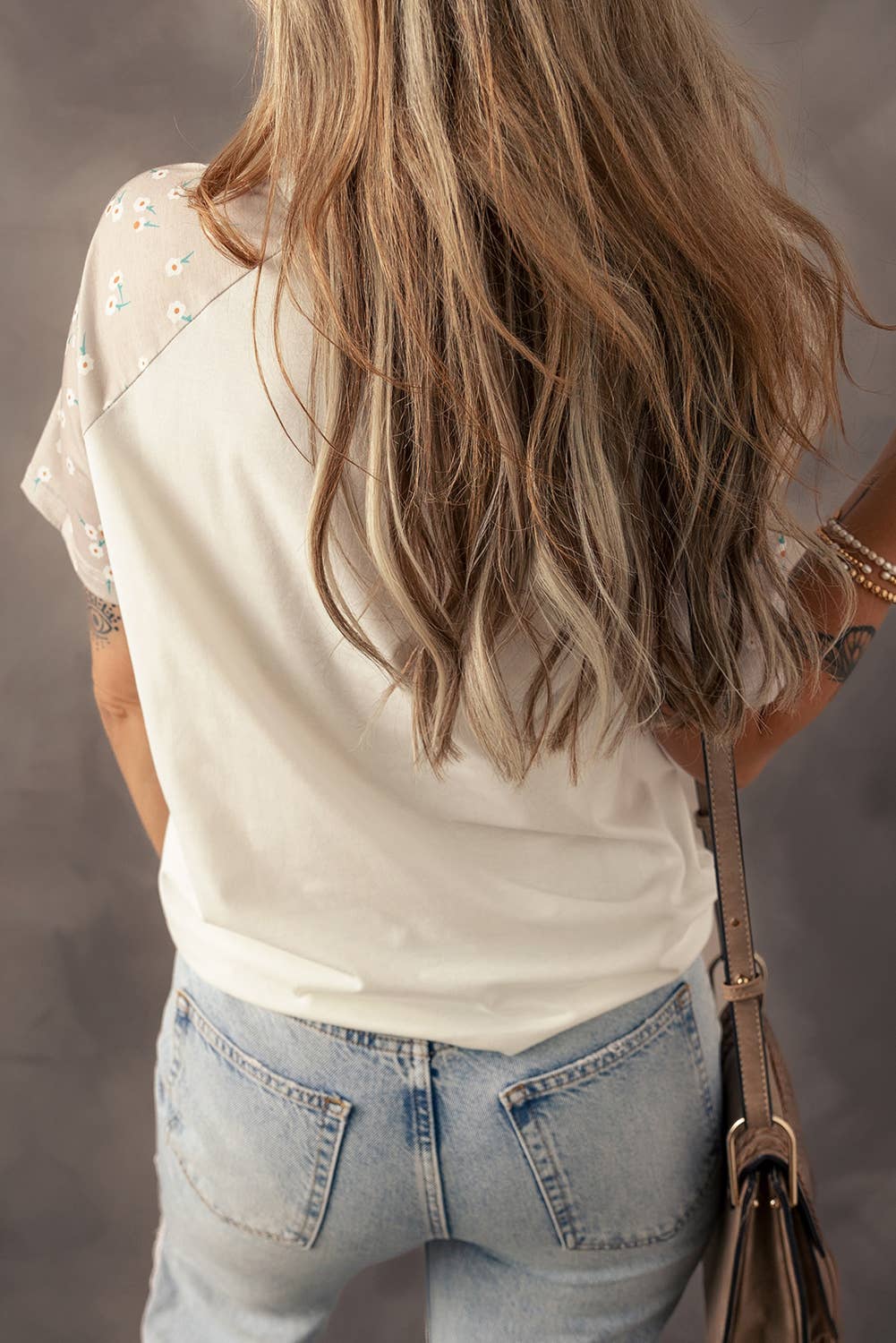 Floral Block Sleeve Tee