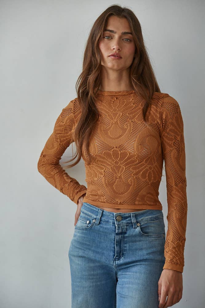 Jacquard Long Sleeve Top