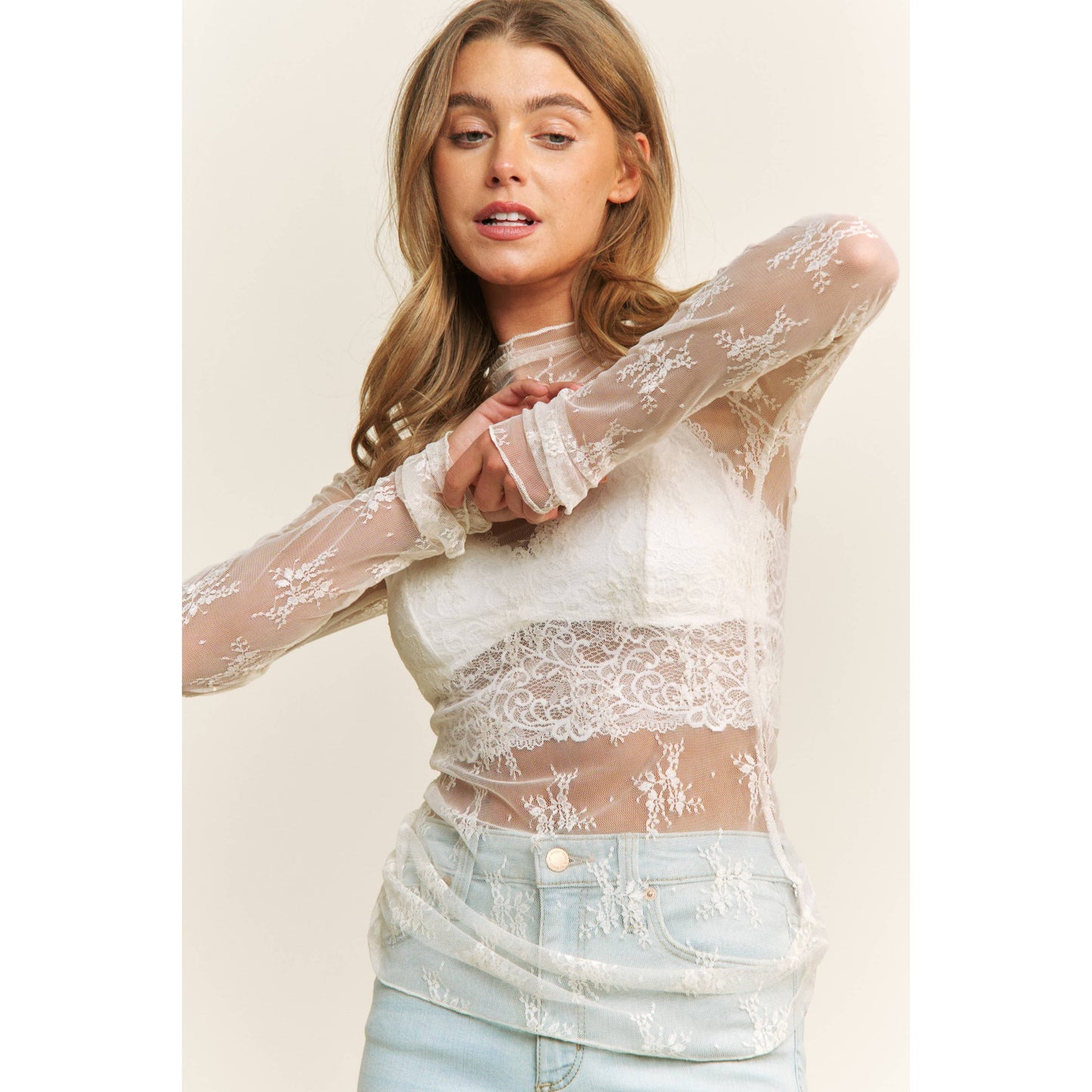 Mesh Lace Long Sleeve