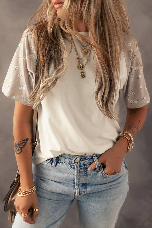 Floral Block Sleeve Tee
