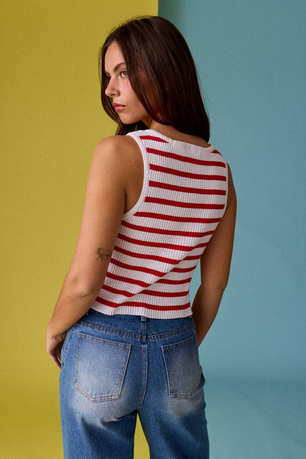 Striped Button Tank