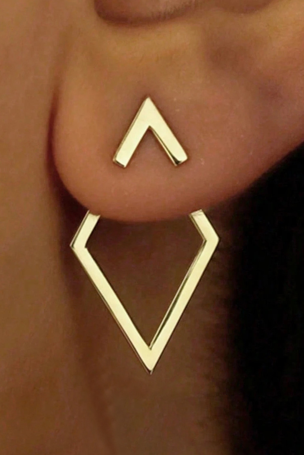 Rhombus Shape Plated Stud Earrings